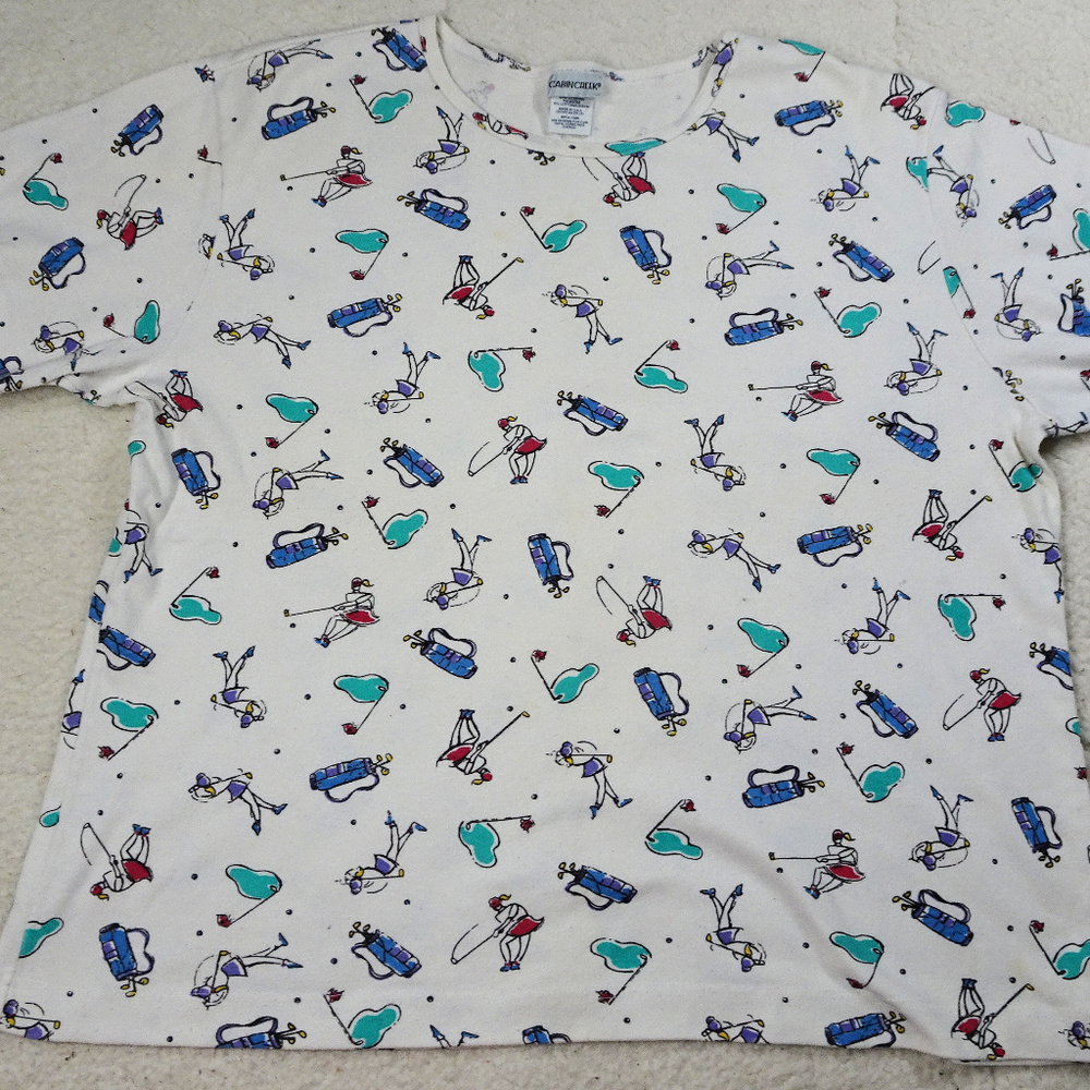 Cabin Creek White Golf Shirt w/Golfer GIF's XL